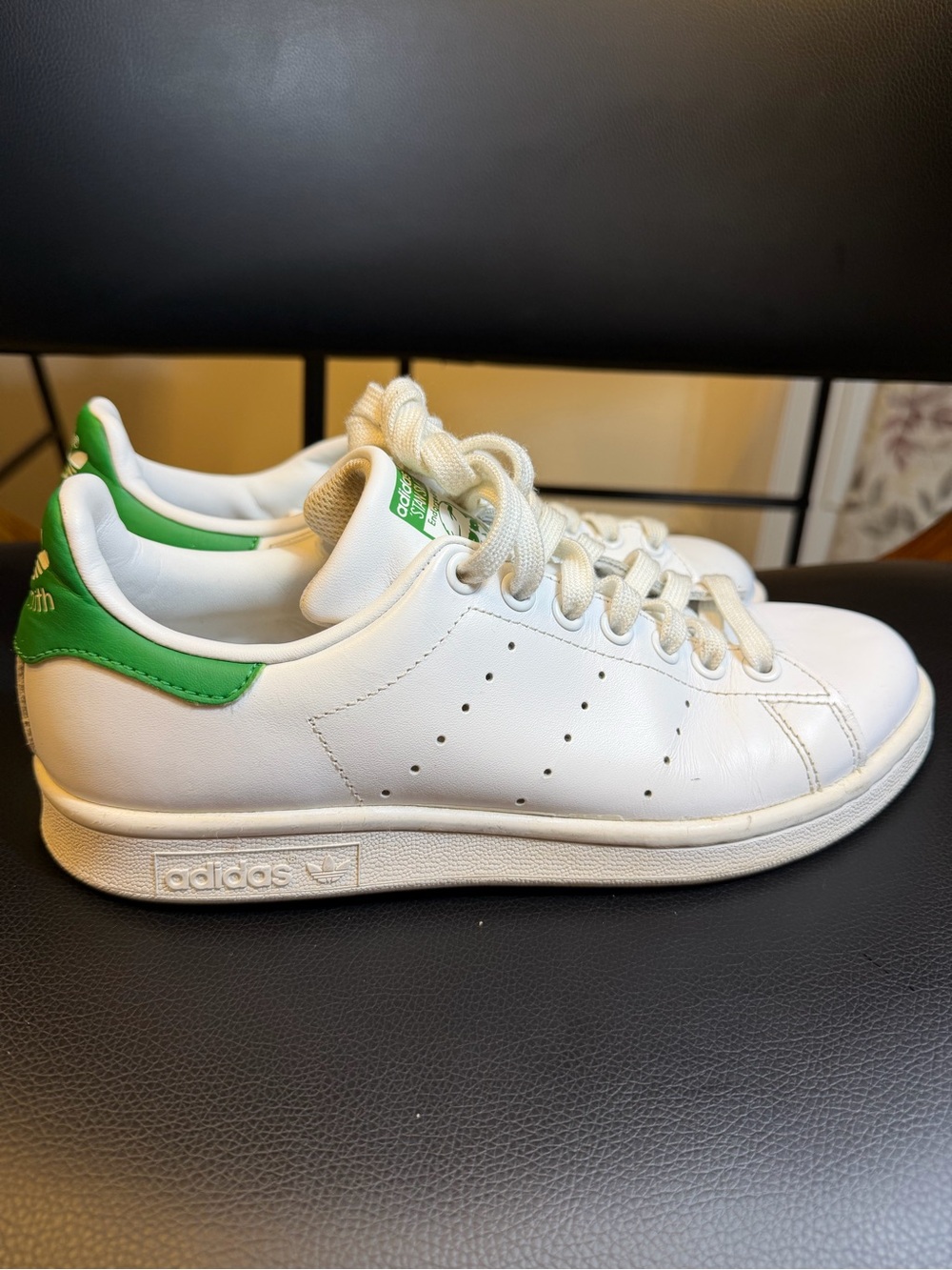 Adidas Stan Smith Sz 7 Women White Leather Green Shoes B24105